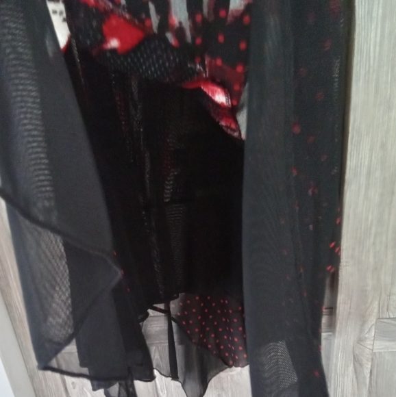 New Papa Black Red White Mesh Tunic Dress L - Picture 6 of 10